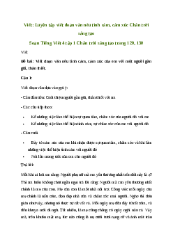 Soạn bài Viết: Luyện tập viết đoạn văn nêu tình cảm, cảm xúc - Tiếng Việt 4 Chân trời sáng tạo
