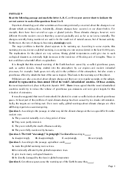 PASSAGE 9_Theme 1. Environment and Nature (Môi trường và thế giới tự nhiên)