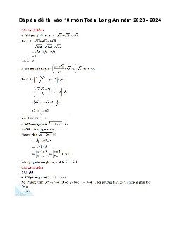 Đề thi vào 10 môn Toán năm 2023 - 2024 sở GD&ĐT Long An