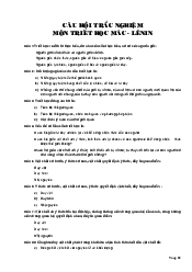 Câu hỏi trắc nghiệm Triết học Mác - Lênin | Trường Đại học Công nghệ, Đại học Quốc gia Hà Nội