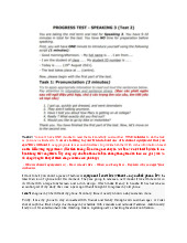 Bài kiểm tra quá trình Speaking 3 - Ngôn ngữ Anh | Đại học Mở Hà Nội