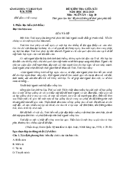 Đề thi giữa hk1 ngữ văn 10 sở GD Bắc Ninh 2022-2023 (Có đáp án)