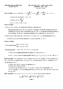 Đề thi thử Toán vào lớp 10 lần 1 năm 2022 trường THCS Nghĩa Tân – Hà Nội