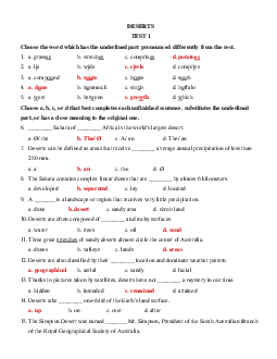 Bài tập Tiếng Anh lớp 12 Unit 9: Deserts (có đáp án) - Số 1