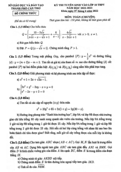 Đề tuyển sinh lớp 10 môn Toán (chuyên) năm 2022 – 2023 sở GD&ĐT Cần Thơ