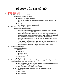 Đề cương ôn tập môn Mô phôi