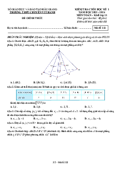 Đề cuối kỳ 1 Toán 11 năm 2023 – 2024 trường THPT chuyên Vị Thanh – Hậu Giang