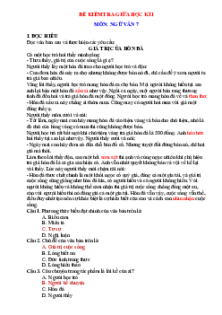 Đề kiểm tra giữa kì 1 Văn 7 | Đề 2 | Cánh diều