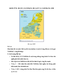 Lịch sử 10 bài 29: Cách mạng Hà Lan và cách mạng tư sản Anh