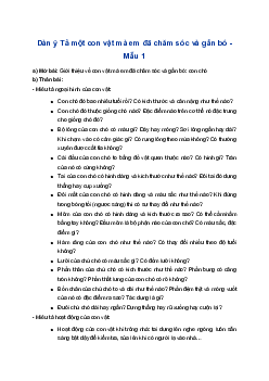 Lập dàn ý Miêu tả một con vật mà em đã chăm sóc và gắn bó | Tập làm văn 4