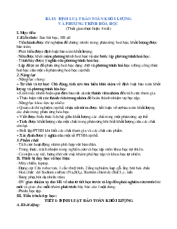 Giáo án KHTN 8 Kết nối tri thức bài 5 Định luật bảo toàn khối lượng và phương trình hóa học