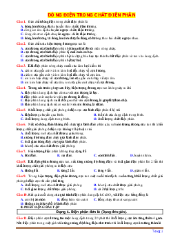 TOP 45 câu trắc nghiệm dòng điện trong chất điện phân (có đáp án)