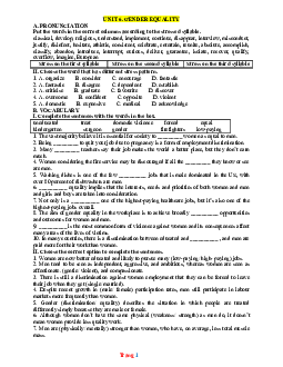 Bài tập thực hành Tiếng Anh 10 Global success Unit 6 gender equality (có đáp án)