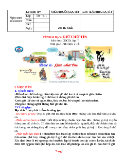 Giáo án GDCD 7 cánh diều bài 5: Giữ chữ tín