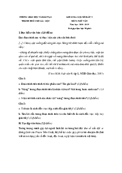 Đề thi học kì 1 lớp 9 môn Ngữ văn Phòng GD&ĐT TP Thủ Dầu Một năm học 2018 - 2019