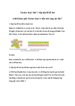 Giải Tin học lớp 3 Bài 7: Sắp xếp để dễ tìm | Chân trời sáng tạo