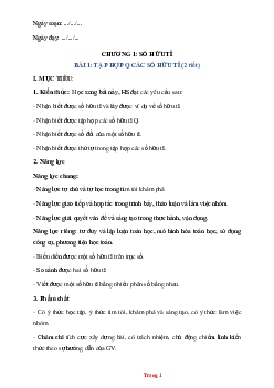 Kế hoạch bài dạy môn toán lớp 7 chân trời sáng tạo -bộ 2