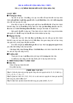 Giáo án Hóa 10 CTST Bài 10 liên kết cộng hóa trị