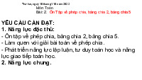 Giáo án điện tử Toán 3 Chương 1 Cánh diều: Ôn tập về phép chia, bảng chia 2, bảng chia 5