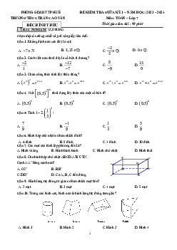 Đề giữa kỳ 1 Toán 7 năm 2023 – 2024 trường THCS Trần Cao Vân – TT Huế
