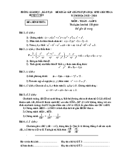 Đề khảo sát HSG Toán 8 năm 2015 – 2016 phòng GD&ĐT Ý Yên – Nam Định