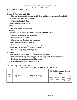 Nội Dung Ôn Tập Học Kỳ 2 Tin 9 Năm Học 2022-2023