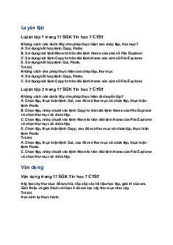 Giải SGK Tin học 7 Bài 3: Thực hành thao tác với tệp và thư mục| Chân trời sáng tạo