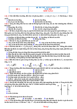 Đề thi thử tốt nghiệp THPT 2022 môn Lý - Đề 1 (có lời giải)
