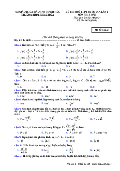 Đề thi thử Toán THPT Quốc gia 2019 lần 2 trường THPT Thiệu Hóa – Thanh Hóa