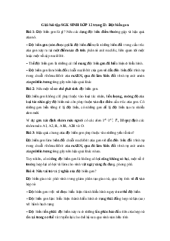 Giải bài tập SGK Sinh học lớp 12 bài 4: Đột biến gen