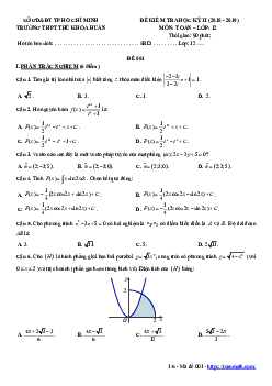 Đề thi học kì 2 Toán 12 năm 2018 – 2019 trường THPT Thủ Khoa Huân – TP HCM