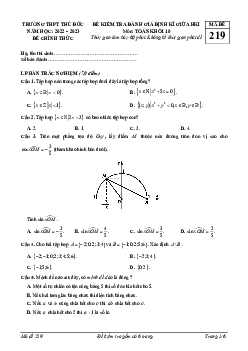 Đề thi giữa HK1 Toán 10 năm 2022 – 2023 trường THPT Thủ Đức – TP HCM