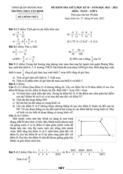 Đề kiểm tra giữa học kì 2 Toán 6 năm 2021 – 2022 trường THCS Phan Đình Giót – Hà Nội