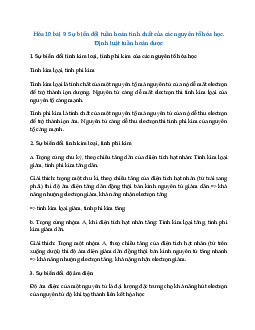 Hóa 10 bài 9: Sự biến đổi tuần hoàn tính chất của các nguyên tố hóa học. Định luật tuần hoàn