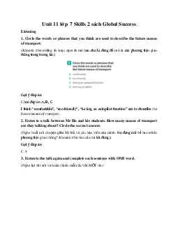 Unit 11 lớp 7 Skills 2 sách Global Success