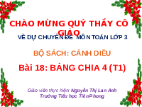 Giáo án điện tử Toán 3 Chương 1 Cánh diều: Bảng chia 4 (tiết 1)