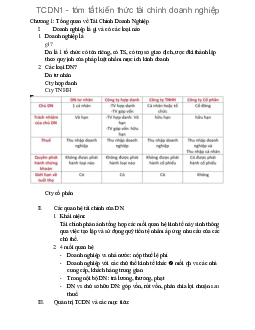 Tóm tắt kiến thức tài chính doanh nghiệp 1 | Học viện Ngân Hàng