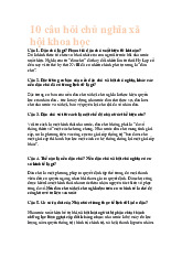 10 câu hỏi chủ nghĩa xã hội khoa học| Trường Đại học Bách Khoa Thành phố Hồ Chí Minh