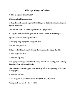 Hóa học 9 Bài 27: Cacbon