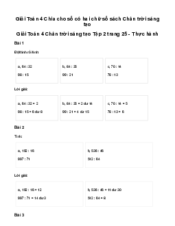 Giải Toán lớp 4 Bài 52: Chia cho số có hai chữ số| Chân trời sáng tạo