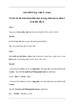 Giải KHTN 8 Bài 11: Oxide | Cánh diều