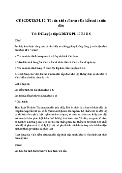 Giải Giáo dục Kinh tế và Pháp luật 10 Bài 15: Tòa án nhân dân và viện kiểm sát nhân dân | Chân trời sáng tạo