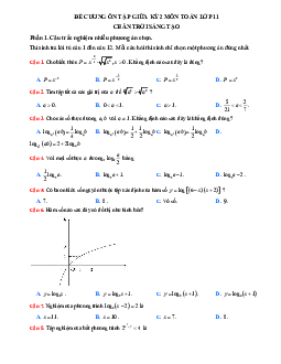 Đề cương ôn tập giữa kì 2 Toán 11 Chân trời sáng tạo năm 2023 - 2024 là tài liệu rất hay dành cho các bạn học sinh tham khảo. Tài liệu bao gồm các dạng bài tập trắc nghiệm, tự luận giữa kì 2.  Đề cương gi