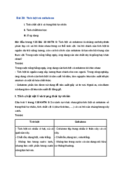Giải Khoa học tự nhiên 9 Kết nối tri thức Bài 30: Tinh bột và cellulose