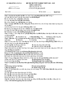 Đề thi thử THPT Quốc gia năm 2023 môn Sử lần 1 trường THPT Kiến Thụy, Hải Phòng