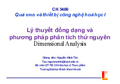 Lý thuyết đồng dạng và  phương pháp phân tích thứ nguyên | Bài giảng môn quá trình thiết bị | Đại học Bách khoa hà nội