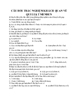 Sinh học 12 Bài 9: Câu hỏi trắc nghiệm khách quan về Quy luật MenĐen