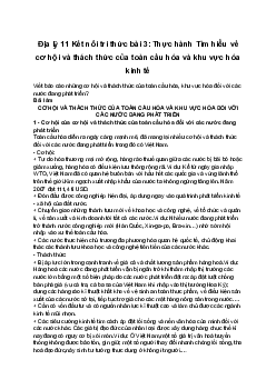 Địa lí 11 Kết nối tri thức bài 3: Thực hành Tìm hiểu về cơ hội và thách thức của toàn cầu hóa và khu vực hóa kinh tế