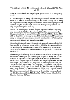 Viết báo cáo về trao đổi thương mại một mặt hàng giữa Việt Nam và EU | Kết nối tri thức