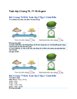 Toán lớp 2 trang 76, 77: Ki-lô-gam | Cánh diều